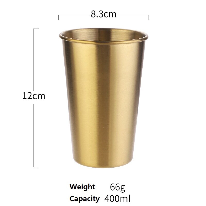 304# stainless steel cup household water gargle cup juice single layer Beer Mugs: Brown