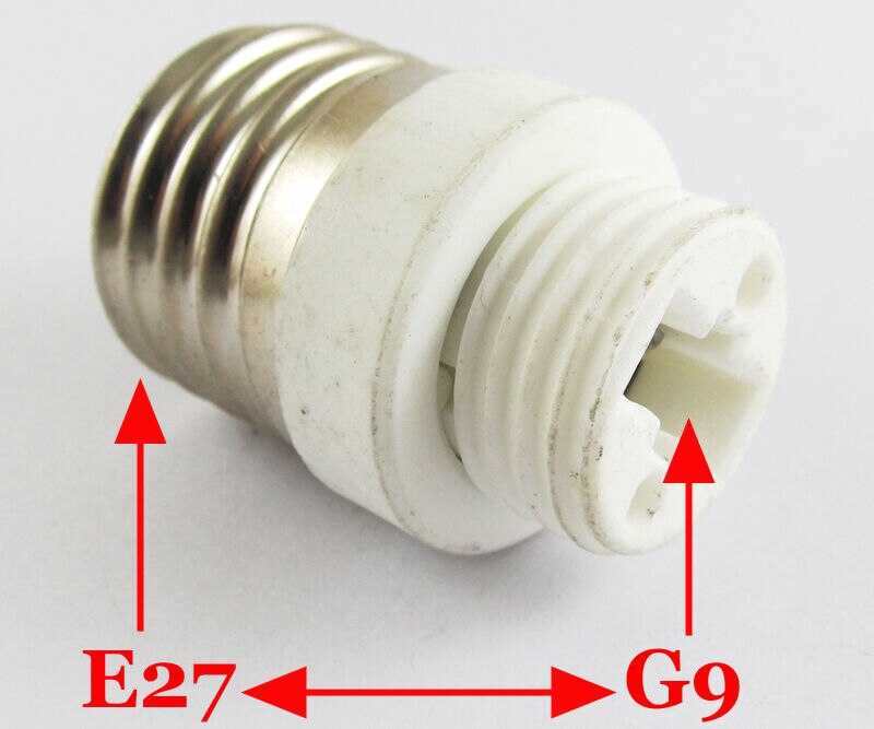 Adaptador de bombilla E27 macho a G9 hembra, Base de enchufe LED halógena CFL, 1 ud.
