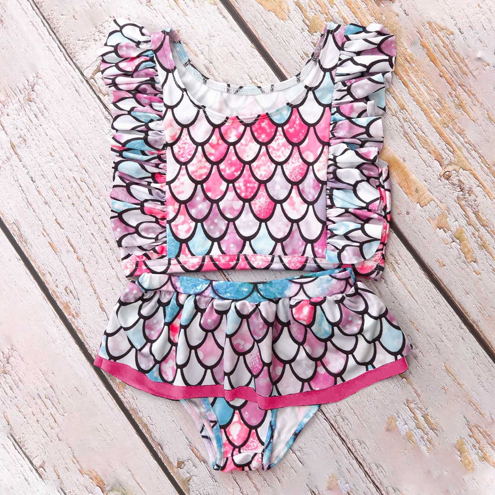 #57 2-6year Girls Swimwear Toddler Kids Girls Ruffle Cute Short Skirt Swimwear Beach Two-piece Swimsuit Fato Banho Criança