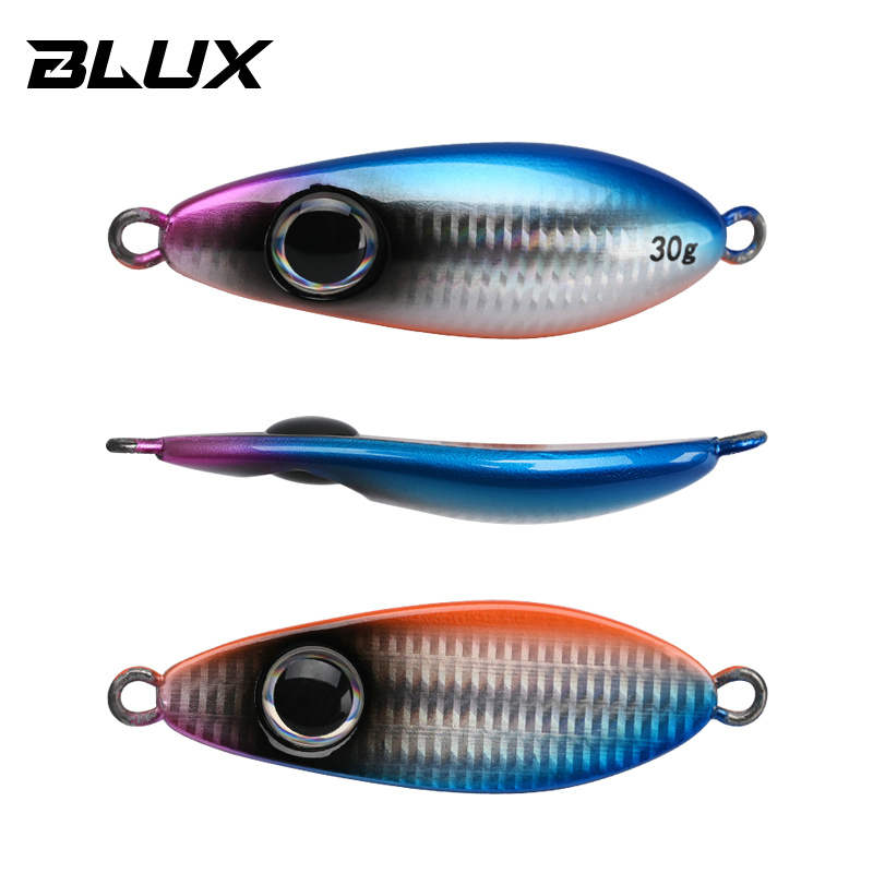 BLUX-cuchara tipo anzuelo de Metal, señuelo de pesca con cuchara, 30G, cebo Artificial, Shore, Jigging lento duro, fundición larga, lubina, atún, aparejos de agua salada