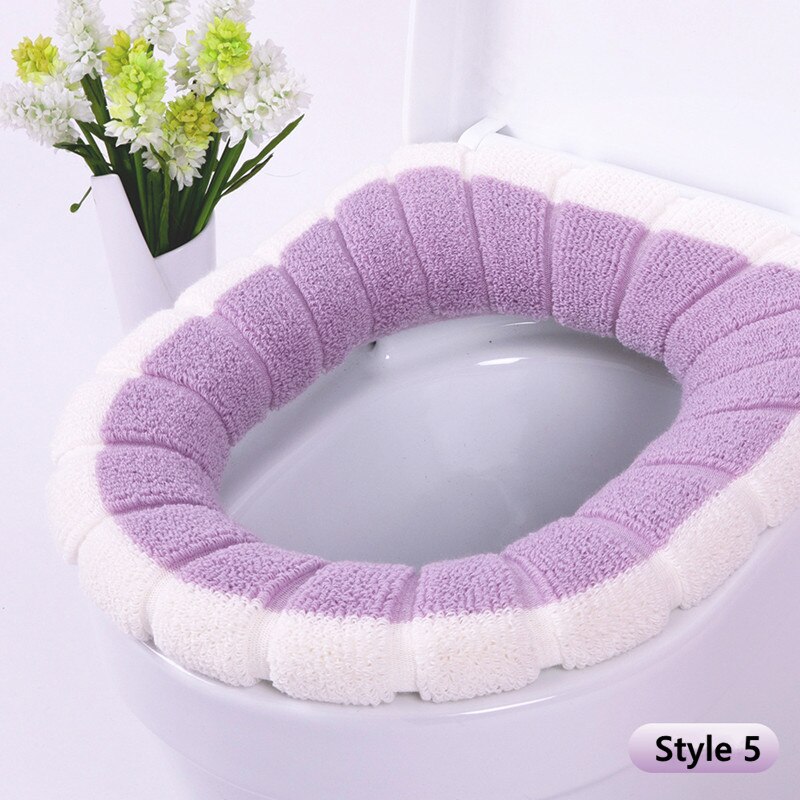 Universal Warm Toilet Seat Cover Pads Washable Cushion Mat Bathroom Accessories for Home Decor: Style 5