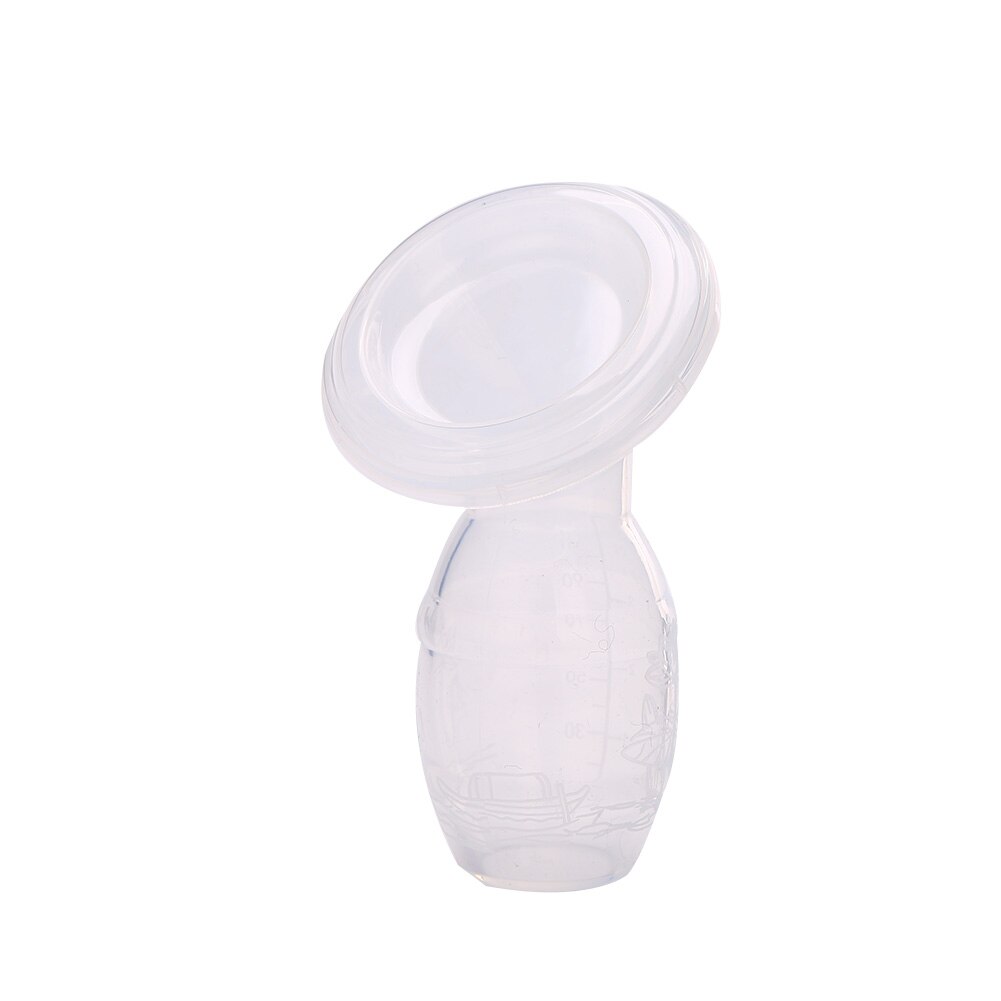 Manual Baby Breast Pump Silicone Milk Collector with Lid Breastfeeding Tool Easy To Use Food-Grade Silicone Safe Breast Pump: Transparent