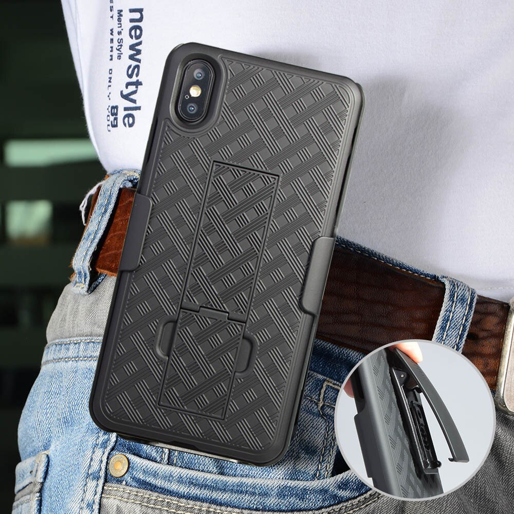 Mann Sport Fall Taille Gürtel Clip Holster Ständer Halter für iPhone 7 8 Plus X Xs Max XR 11 12 mini Pro Max Gürtel Clip Zurück Abdeckung