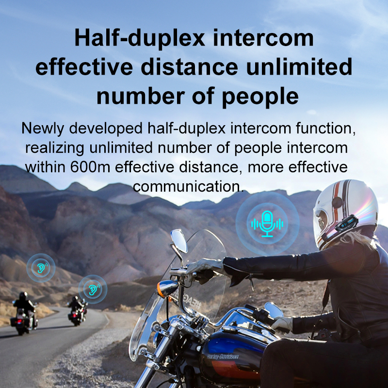 1/2 Uds casco de motocicleta intercomunicador auriculares 600M medio dúplex multi personas Interphne V5.4 auriculares con asistente de voz inteligente