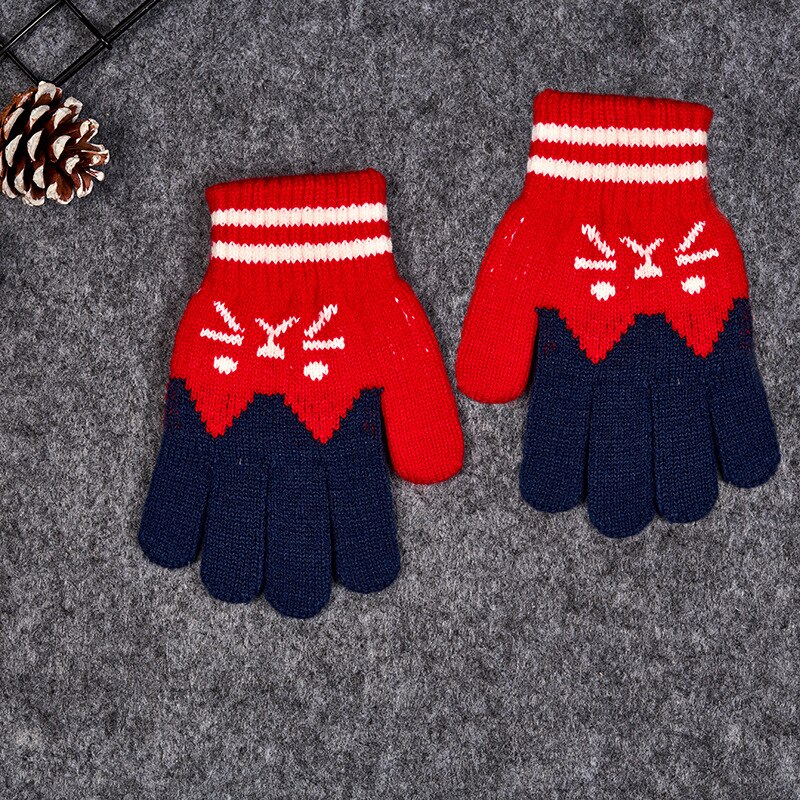 1 Pairs Cute Kids Boy Girl Winter Imitation Cashmere Gloves Warm Cartoon Cat Thick Golves 4-8years: A