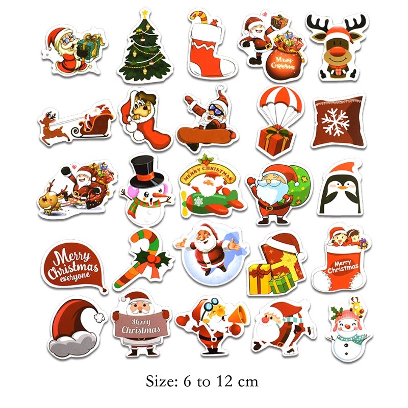 25 Stks/set Vrolijk Kerstfeest Stickers Kerstman Sneeuwpop Decoratieve Voor Bagage Koffer Laptop Decals