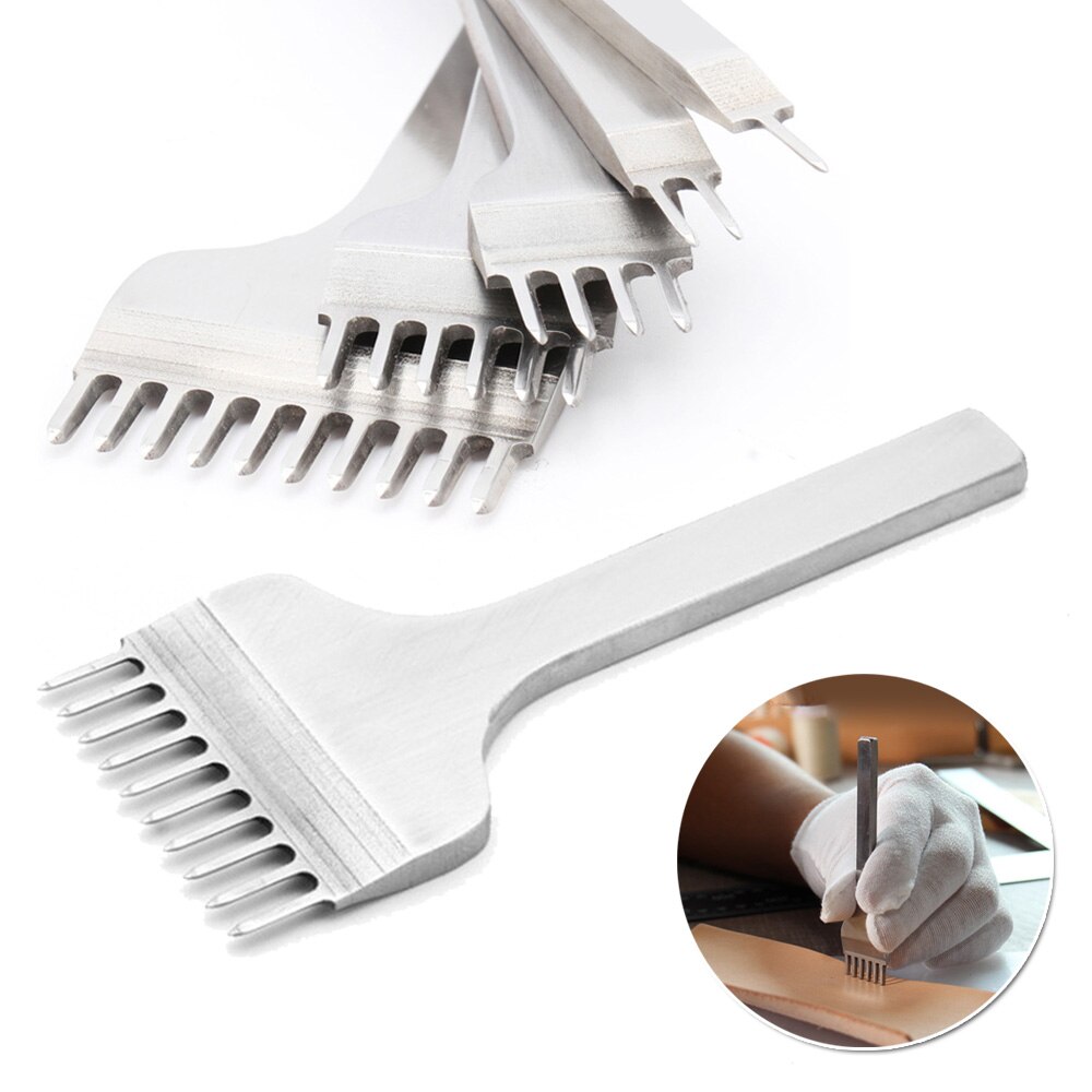 1/2/4/6/10 Prong Diamond Chisel Pre Stitching Leather Craft Working Tool 4mm 5x