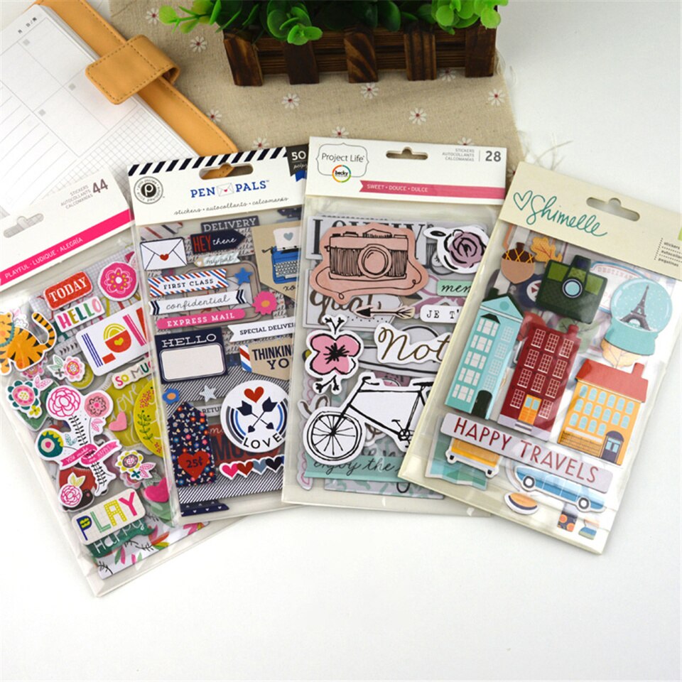 Reisthema drielaags karton papieren stickers kits stansen voor doe-het-zelf scrapbooking junk journal album sticker kaart maken  s074