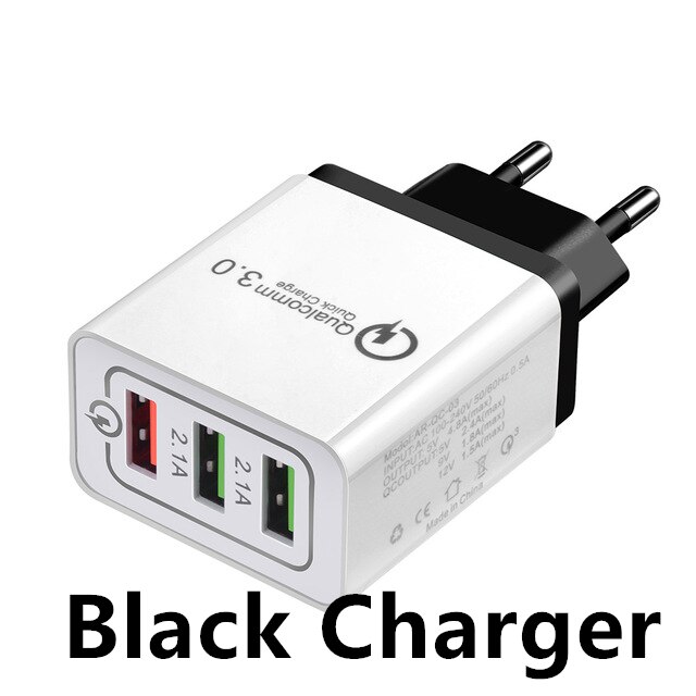 USB Charger EU Plug Quick Charge 3.0 Fast Charger Wall Charger For iphone 11 Pro X Samsung alaxy S8 S9 S10 S10e A50 A40 A30 A70: black