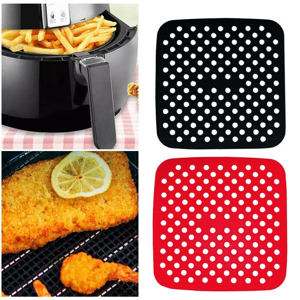 1Pc Lucht Friteuse Vierkante Bakken Pads Herbruikbare Food Grade Vierkante Siliconen Siliconen Matten Schotel Taart Gegrilde Gereedschap Bun Olie bakken K0C9