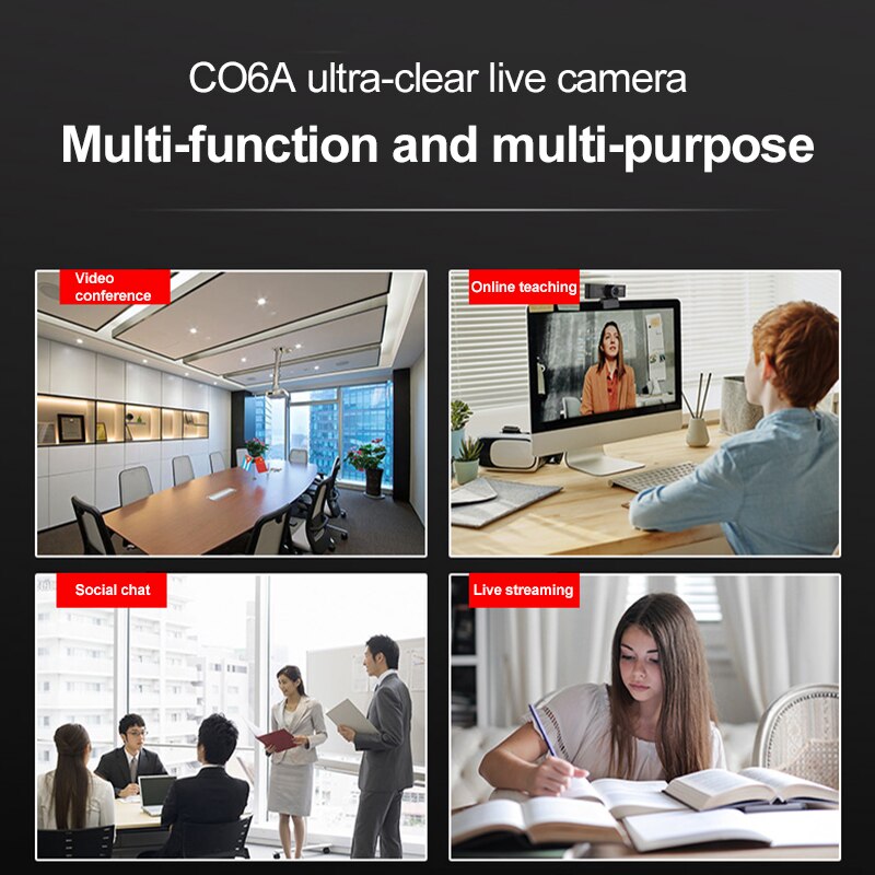 1080P Camera Webcam With Fill Light Rotatable Laptop Web Camera Computer Camera With Microphone For Video Recording Meeting