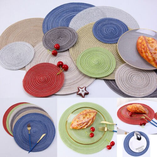 Faroot Feine Western essen matt Weihnachten Runde gewebte Tisch Pads Tischsets PP Wasserdichte Tuch Matten