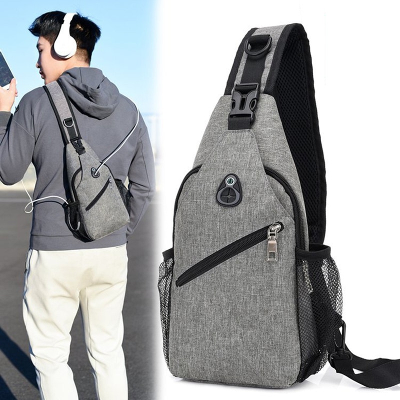 multifunction men Chest Bag Headphone cross body bags Men Single Over Shoulder Bag Men bagpack bandolera hombre