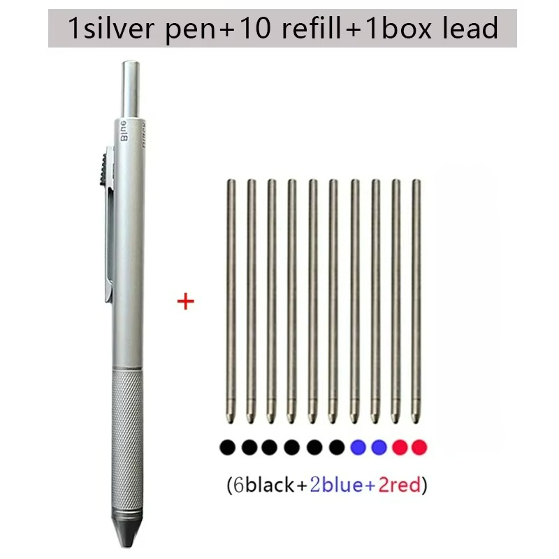 Bolígrafo multifuncional con Sensor de gravedad de Metal 4 en 1, bolígrafo Multicolor de negocios, lápiz automático, de papelería para oficina y escuela: YELLOW