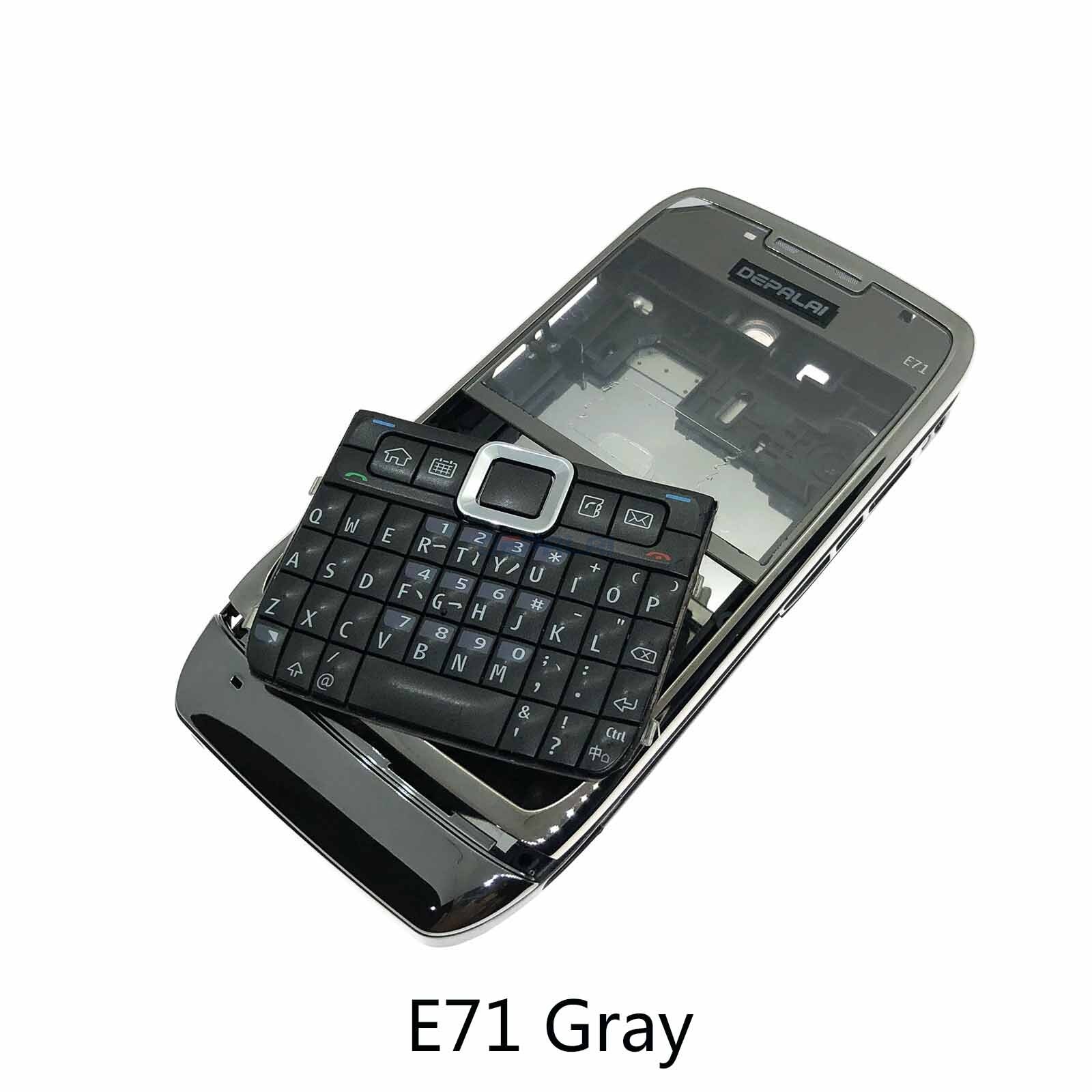 Voor Nokia E63 E71 E72 Behuizing Voorkant Faceplate Frame Cover Case + Back Cover Batterij Deur Cover + Toetsenbord: E71 Gray