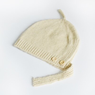 Geborduurde letters effen kinderwintermuts wollen streep gebreide kindermuts gehaakte meisjesmutsen winter jongensmuts babymutsen: Beige