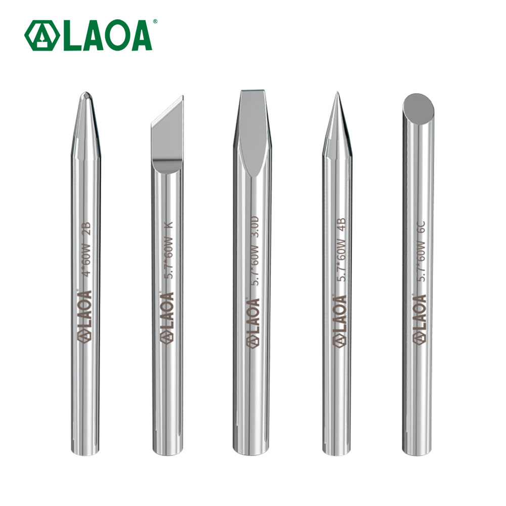 LAOA Punta de soldador de soldadura electrónica con forma de herradura de hoja plana puntiaguda roma calentada externa