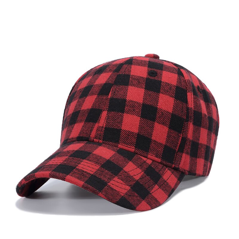 Bomulds baseball cap sort rød plaid cap herre hat damer hat udendørs hat afslappet hat: Burgunder
