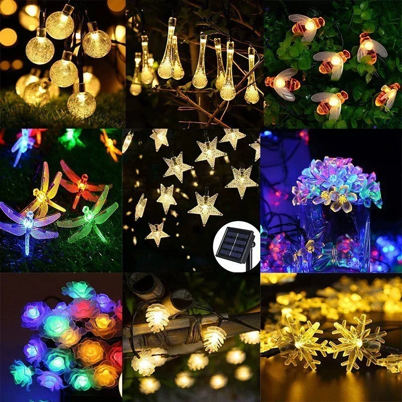 LED Solar Powered Fairy Lights Outdoor Waterproof Solar Star String Lights for Christmas Patio Garden Yard Porch Wedding Decor