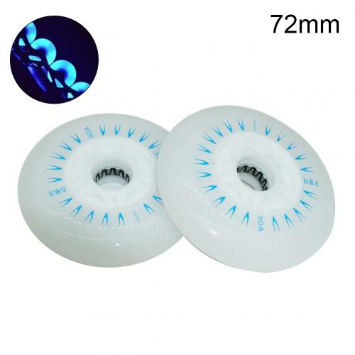 2 st 80/76/72mm in-line speed skate skating led ljus blinkande rullhjul skridskor sport rullskridskor för barn och vuxna: Blå 72mm