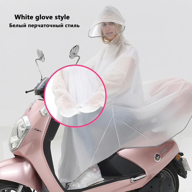 Kvinder mænd regnfrakke reflekterende kanthandsker uigennemtrængelige elektriske kapper cykling ridning nat reflekterende hætteklædt regnfrakke: Hvide handsker