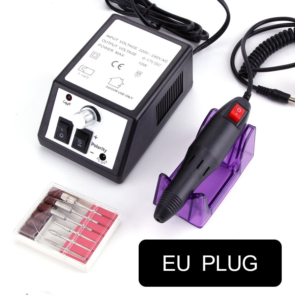 Electric Nail Drill Machine For Manicure Nail Drill Milling Cutter Nail Art File 20000RPM Pedicure Polish Tool Kit: Black EU Plug