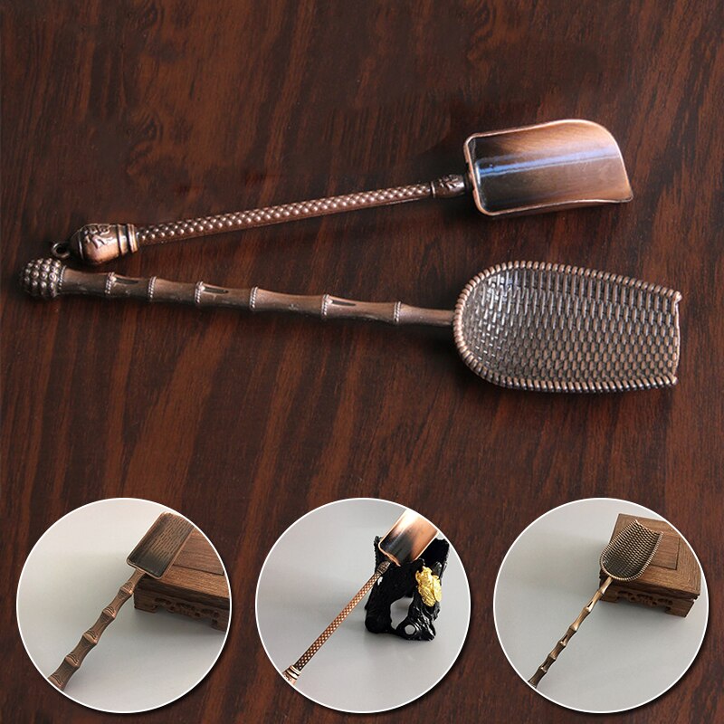 Retro Metal Tea Spoon Zinc Alloy Teaspoon Tea Set Bamboo Tea Shovel Tea Strainer Tea Ceremony Accessories Tool Tableware