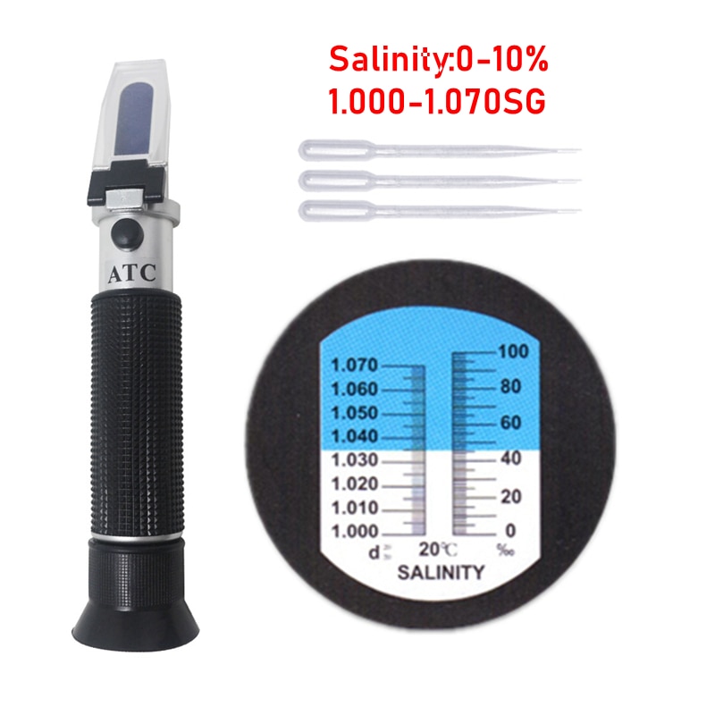 Salzgehalt Refraktometer 0-10% 1,000-1,070 SG Optische Salzgehalt Meter Salometer für Meerwasser Marine Aquakultur Lebensmittel Salz Tester