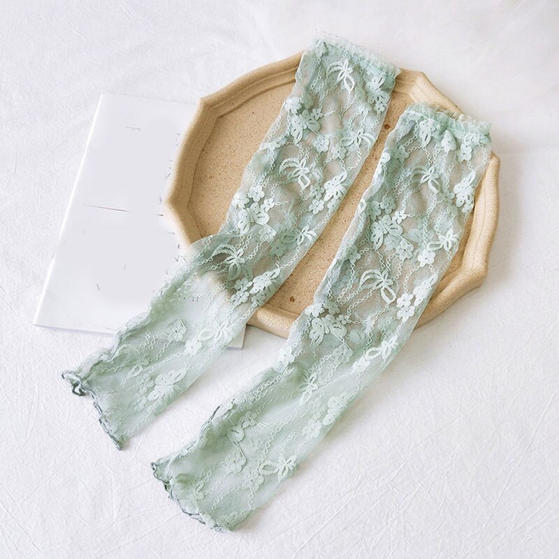 Transparante arm mouw beschermende handschoenen dames mesh kant dunne ademende handschoenen auto armwarmers mouwen arm manchet zonnebrandcrème