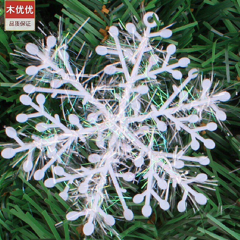 30pcs 8cm Kerst Ornament Witte Sneeuwvlokken Plastic Sneeuwvlok Boom Venster Kerst Decoraties Voor Thuis DIY