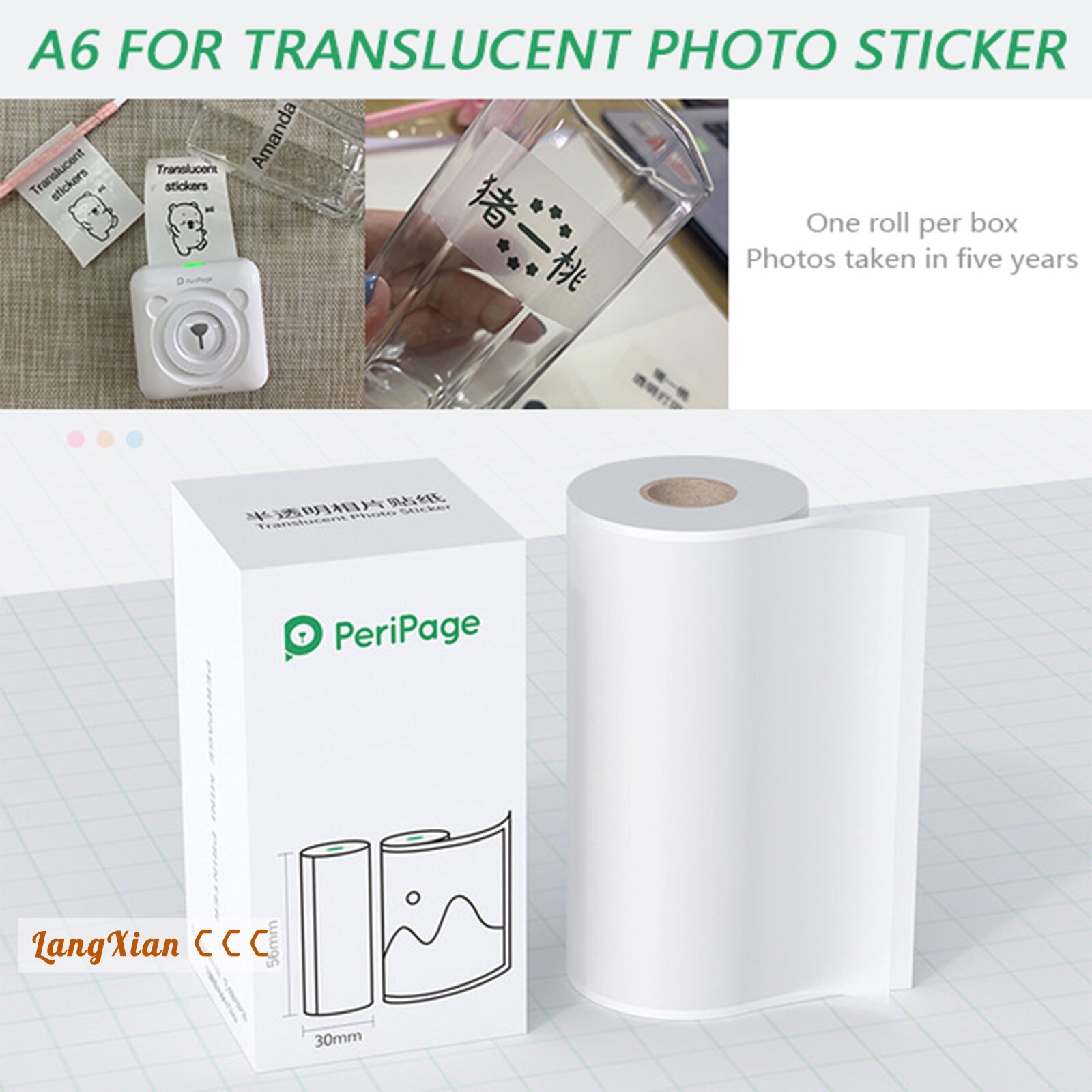 10 Rollen Thermisch Zelfklevend Stickerpapier 57 x 25 mm voor Mini Thermische Printer Kassa POS Ontvangst Inktloze Print Zwart en Wit Papier Kernloos