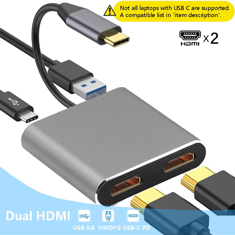 Usb C Dock Mst Dual Hdmi Dual Screen Dual Display Adapter Hub, usb Type C Laptop Docking Station Voor Lenovo Thinkpad Hp Dell Xps