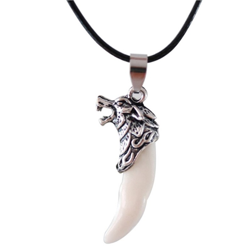 Men's Wolf Tooth Pendent Necklace Tribe Warrior Totern Guard Necklace Luxury Jewery For Male: Default Title