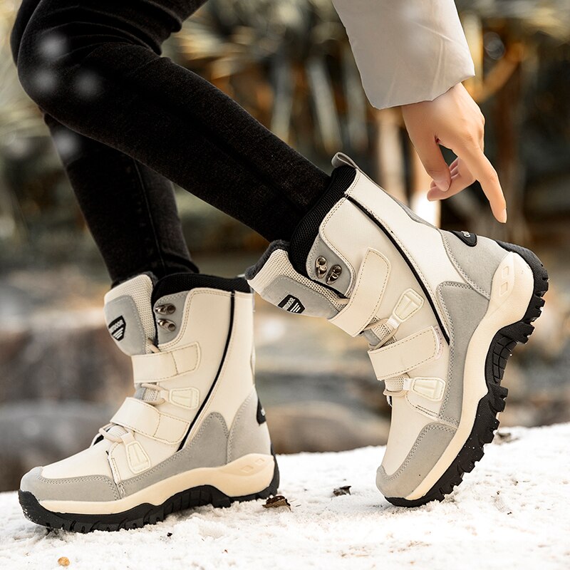 2026 Dames Sneeuwlaarzen Vrouwen Herfst En Winter Lederen Lace Up Effen Kleur Dikke Zolen Mid Kalf Casual Comfort, Zwart, 39 EU
