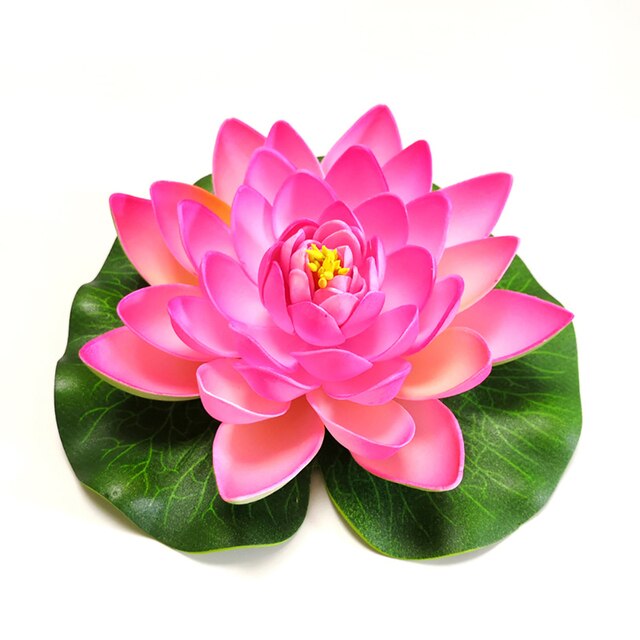 Artificial Floating Lotus Flowers Water Lily Leaf Pad Ornaments Pond Pool Aquarium Home Garden Wedding Party Decoration: Pink