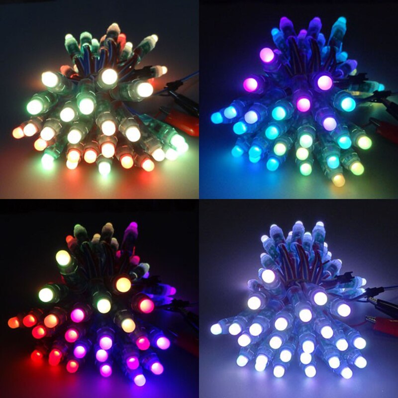 50 st/lot  dc 5v 12mm ws2811 ic led modul lampor  ip68 rgb digital led pixel modul string lampor för billboard elektronisk skärm