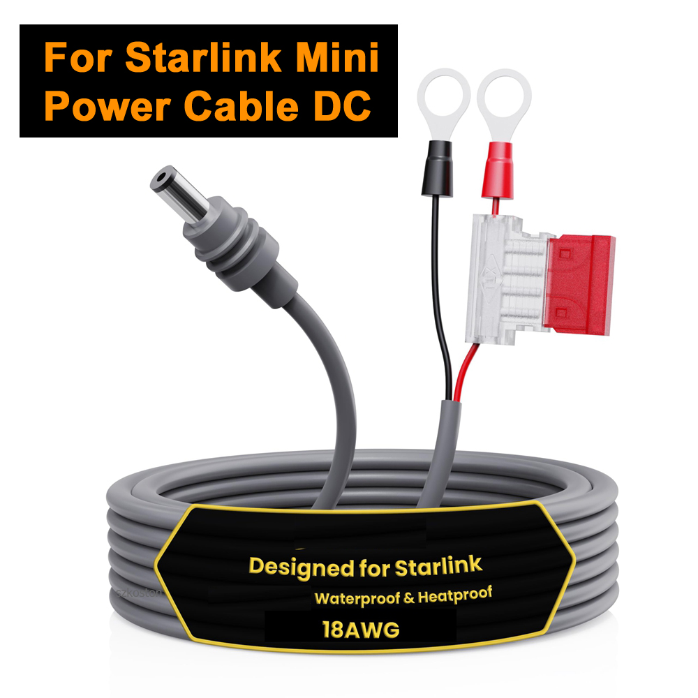 For Starlink Mini Power Cable DC 12V/24V Car Battery Ring Interface with ATC/ATO Fuse Box 18AWG Extension Wire Plug and Play