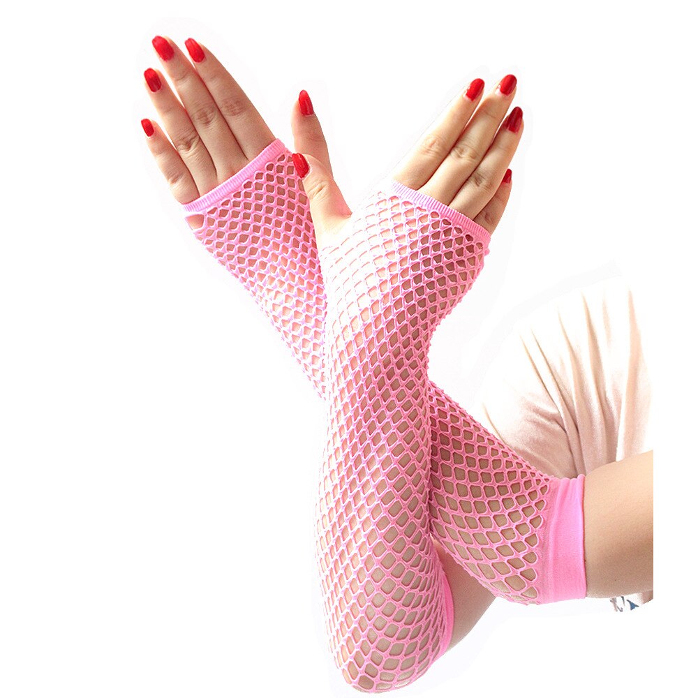 Stylish Long Black Fishnet Gloves Womens Fingerless Gloves Girls Dance Gothic Punk Rock Costume Fancy Gloves Alt Gothic Mittens: Gray