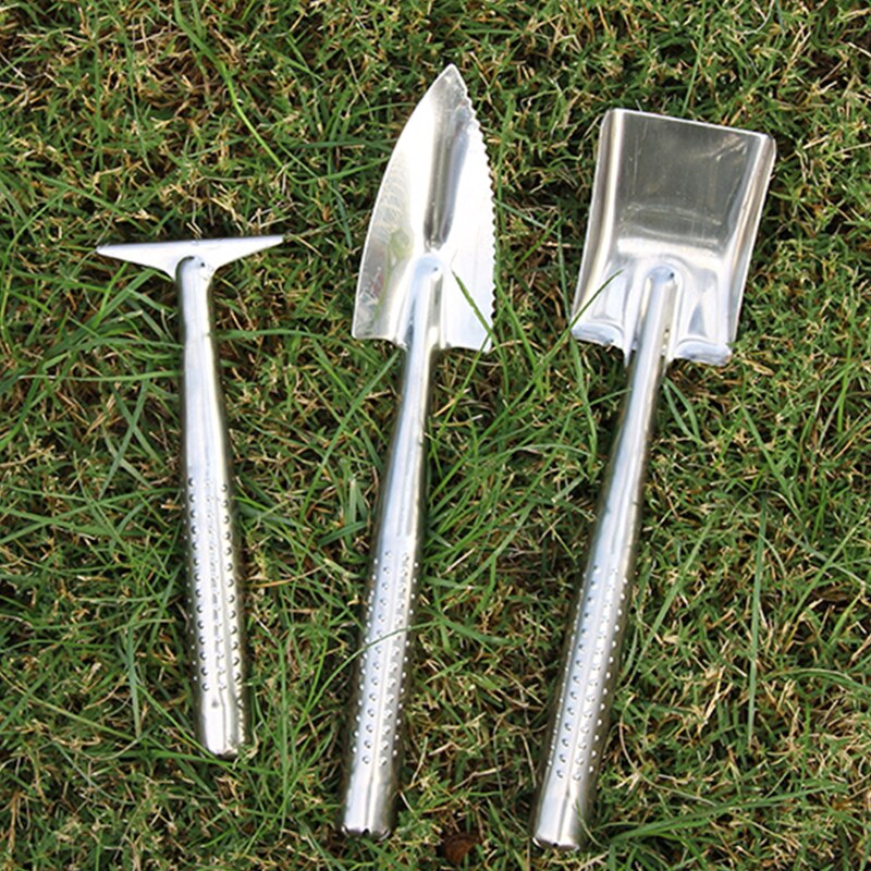 3PCS Garden Tool Set Cast-Aluminum Heavy Duty Gardening Kit Including Hand Shovel Transplant Hand Trowel Tilling Hand Rake