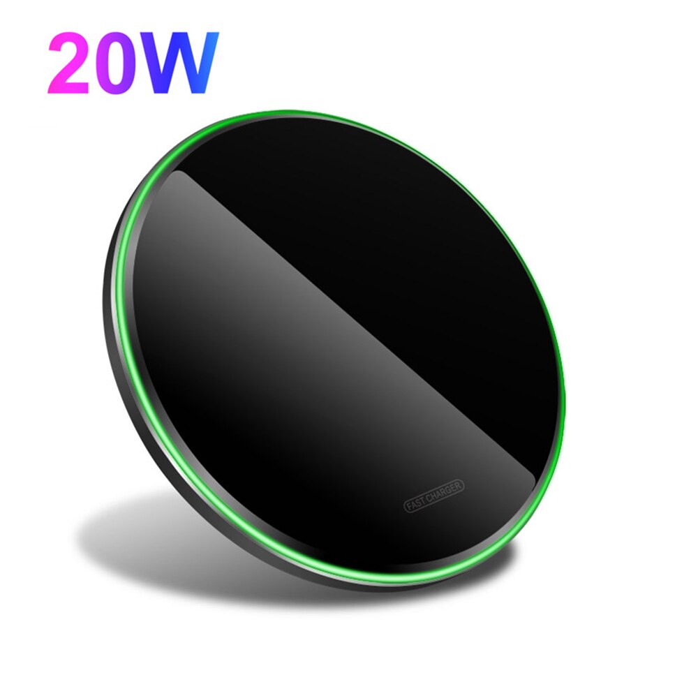 Cargador inalámbrico de 30W para móvil, almohadilla de carga rápida Qi para iPhone 12 Pro Max Mini 11 XS XR X 8, 10 9 Mi Xiaomi, Samsung S20, S10, Note 20, 10: 20W Black