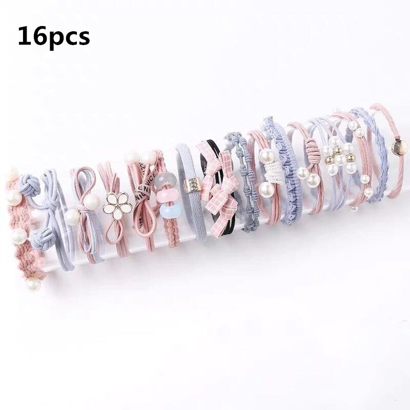 12/16/20/25 stuks meisjes hoofdbanden vrouwen haaraccessoires elastische haarbanden voor meisjes vrouwelijke haarband rubberen touw kauwgombanden haarband: 16 stuks blauw roze