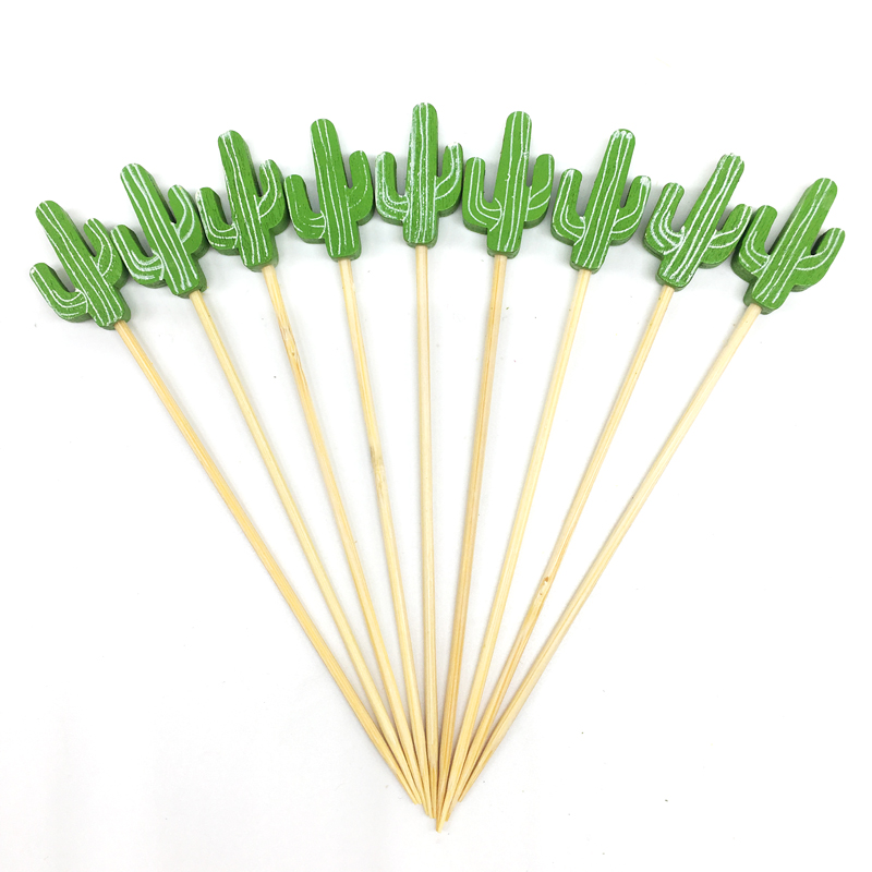 100 st ananas kaktus flamingo engångs bambu gaffel fest buffé frukt desserter mat cocktail smörgås gaffel stick pick