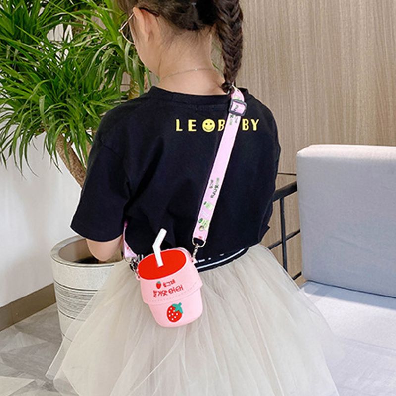 Kids Girls Lovely Shoulder Bag Phone Pouch Silicone Cartoon Crossbody Satchel Zipper Purse