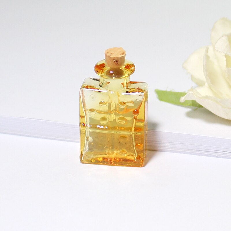 2PCS Klarglas flasche mit kork Kegel flasche anhänger Schnaps Flasche mit kork Glasflasche anhänger: Rectangle-Yellow