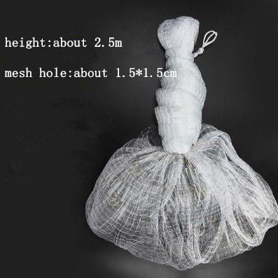 Red de fundición con bolsillo inferior de 2,5 m/3m/3,5 m, plomada de acero tradicional, herramienta de pesca: Blanco