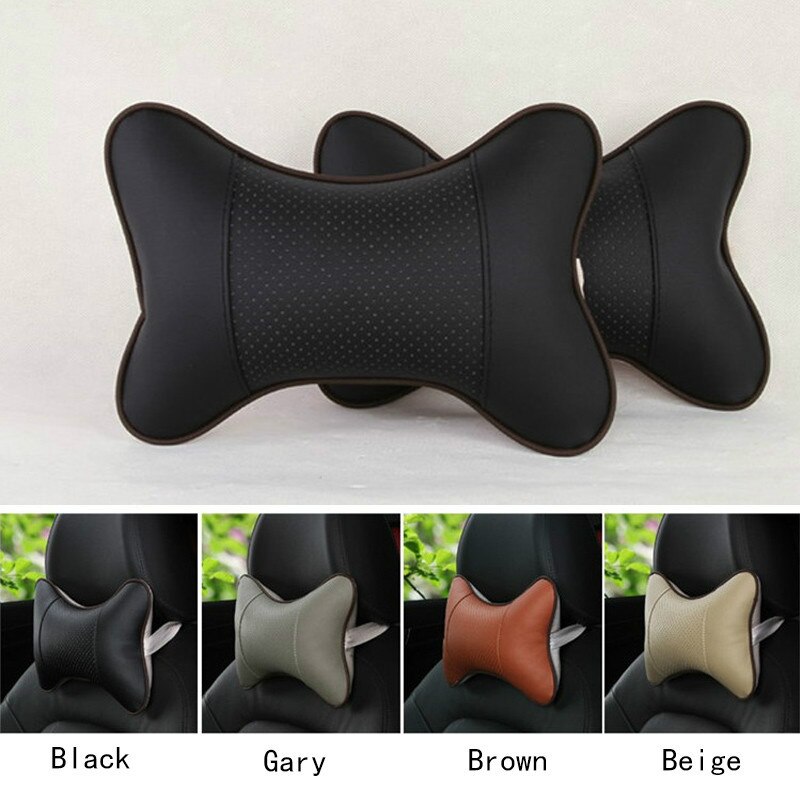 1PC Mini PU Leder Auto Hals Kissen Universal- Auto Kopfstütze Kissen Unterstützung Hals Kissen Schwarz/Beige/Grau /braun für Auto Auto Sitz
