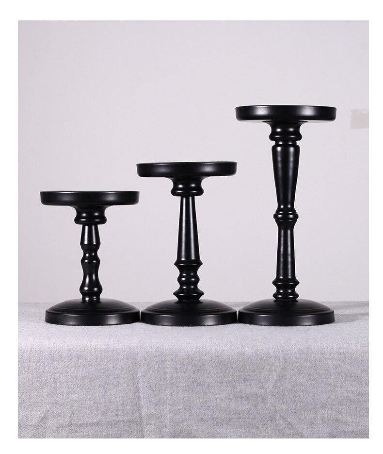 Matte zwarte pijler kandelaars set van 3, vintage kandelaar voor tafel middelpunt en open haard decor, decoratieve hoge kaarsenstandaard voor eetkamer en woonkamer, antieke huisdecoratie accenten
