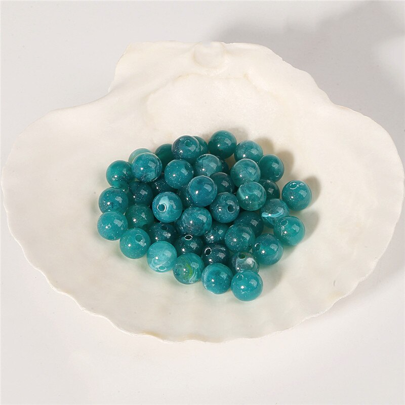 100pcs 6mm Acrylic Clouds Beads Effect Round BEADS Spacer Loose Beads For Jewelry Making Accessories DIY Bracelet Necklace: Dark Green