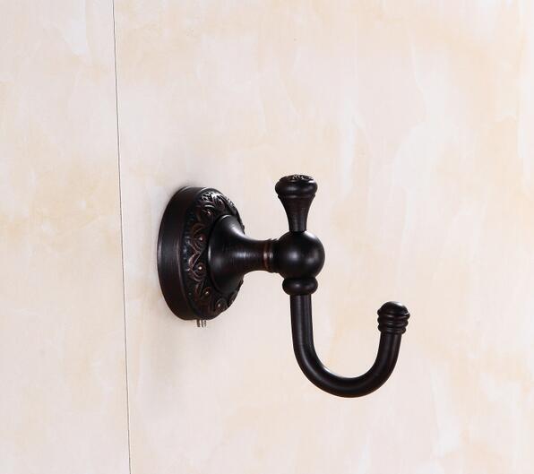 Rij haken, antieke messing handdoekhaken, stoffen handdoek, badkledinghanger, deurhaak, wandhaak, retro woondecoratie, badkameraccessoires 9194k: Zwart