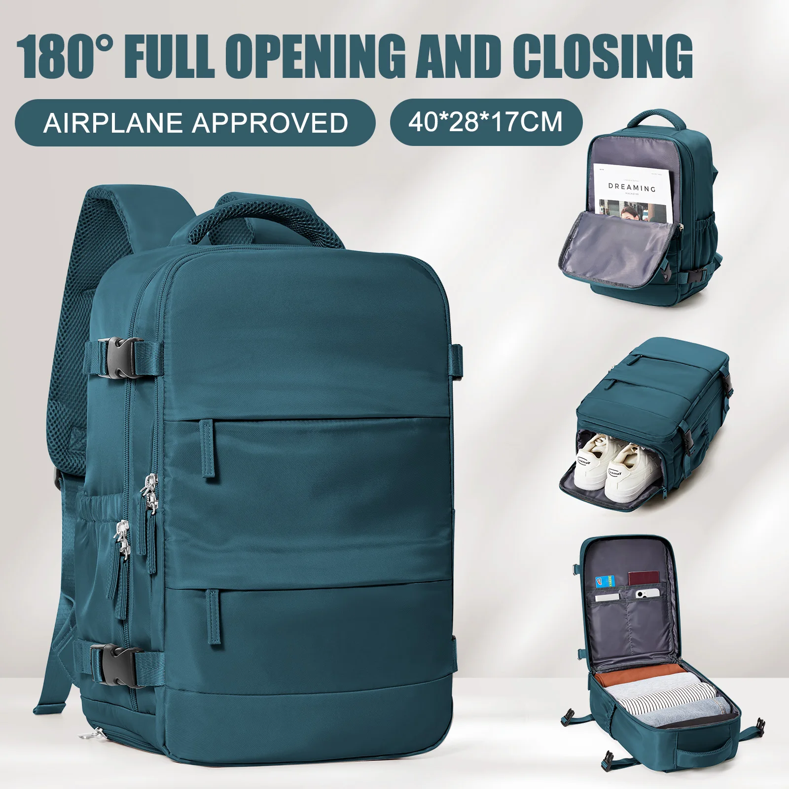 Women Men Hand Luggage Backpack Business Laptop Bag College Travel Backpack Waterproof Carry on Cabin Backpack Wizzair 40x30x20: Beige